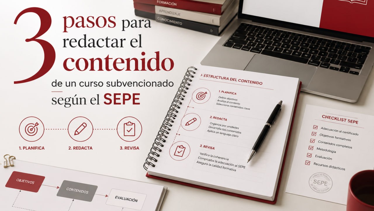 3 pasos para redactar el contenido de un curso subvencionado según el SEPE
